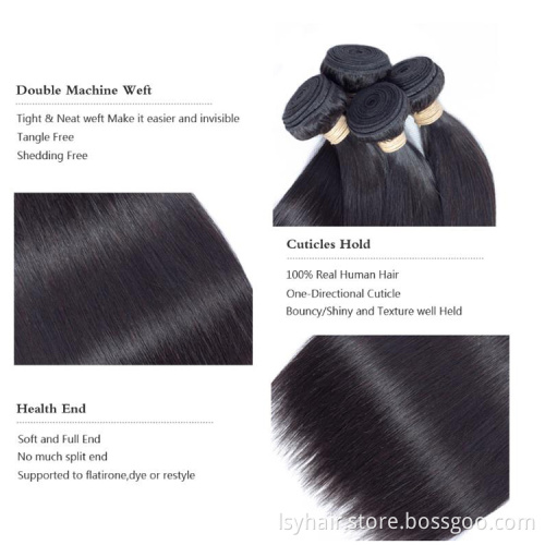 Brazilian Virgin Straight Hair Pre Plucked Long Deep Parting Middle 13x6 Lace Frontal 13 by 6 Size Hair Weave Bundles